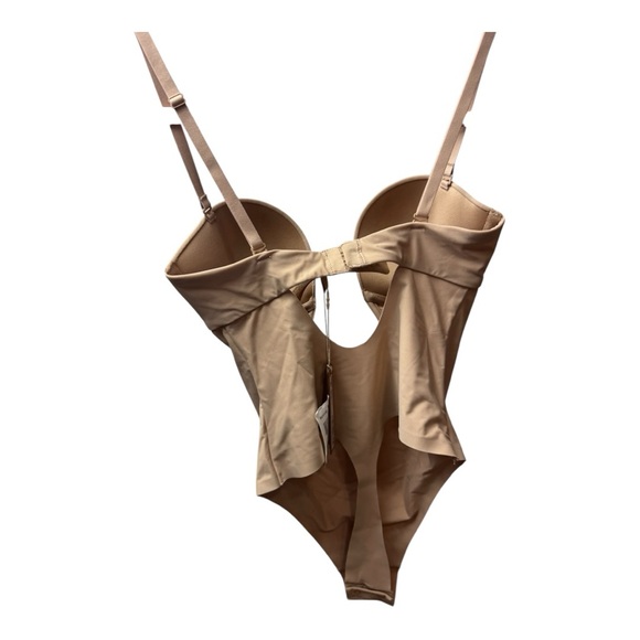 SKIMS Deep Plunge Shapewear Thong Bodysuit - NWT -Small - Clay - Picture 4 of 6